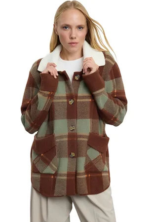 Trendyol Bruin Premium Kwaliteit Geruite Jas-Look Breiwerk Cardigan Twoaw25Hi00023