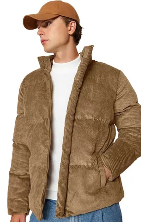 Trendyol Zwarte Corduroy Puffer Winterjas Met Normale Pasvorm En Opstaande Kraag Tmnaw22Mo0182