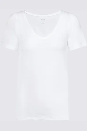Mey Shirt Korte Mouw V hals Organic Dames 26816 1 weiss 42