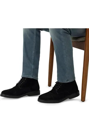 Manfield Heren - Zwarte suède veterboots