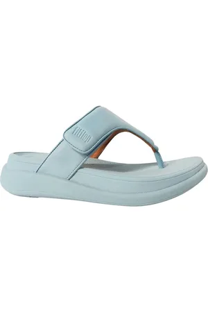 FitFlop Slipper F-Mode Go Adjustable Flatform Toe-Post Platino Bondi Blue