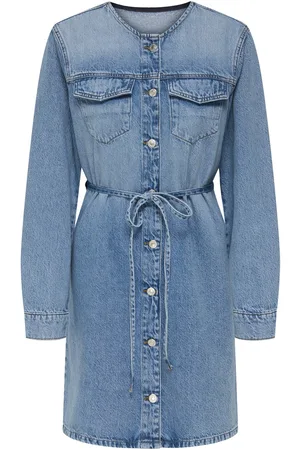 ONLY Jurk Onlminnie No Collar Belt Denm Dress 15357973 Light Blue Denim Dames