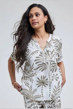 DIDI Dames Blouse Moana Offwhite Palmer print maat 40