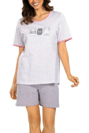 Comtessa Dames Shortama - Zomer Pyjama - Katoen - Kitty grey