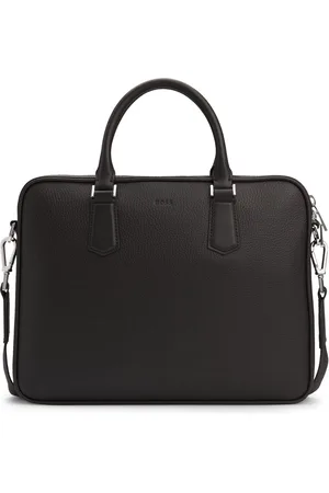 HUGO BOSS Leren Business tas Laptoptas met laptopvak New Crosstown Document Case Donkerbruin