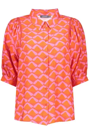 Geisha Blouse Retro Blouse Met Driekwart Mouwen 53243 20 Coral/pink Dames