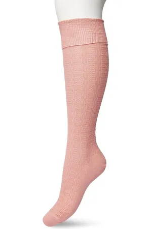 Bonnie Doon Bio Kabel Kniekousen Dames Licht Roze maat 36/42 - Klassiek Kabel patroon - Biologisch Katoen - Uitstekend comfort - Classic Cable Knee High - OEKO-TEX - Gladde Naden - Duurzaam Huidvriendelijk Bio Katoen - - BP211507.116