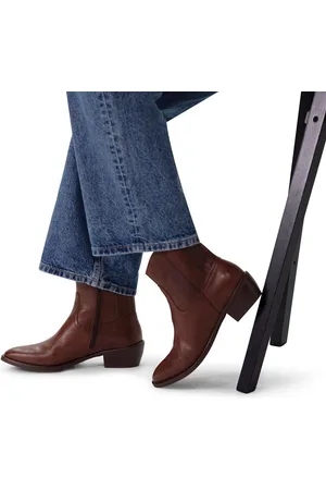 Manfield Dames - Bruine leren cowboy laarzen