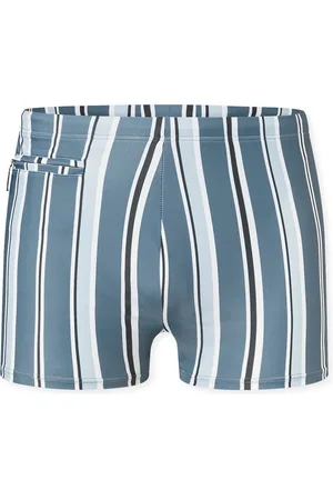 Schiesser Zwembroek met rits gebreide stof gerecyclede strepen - atlantisch blauw - Aqua