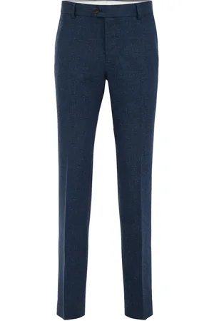 WE Fashion Heren slim fit pantalon van linnenmix