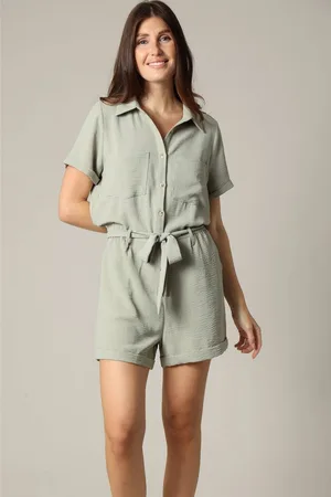 Deeluxe Korte jumpsuit met overhemdkraag en strikceintuur 42