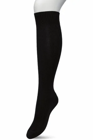 Bonnie Doon Bio Kabel Kniekousen Dames Zwart maat 36/42 - Klassiek Kabel patroon - Biologisch Katoen - Uitstekend draagcomfort - Classic Cable Knee High - OEKO-TEX - Gladde Naden - Duurzaam Huidvriendelijk Bio Katoen - - BP211507.101