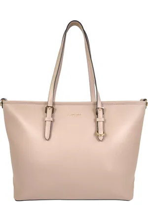 Flora & CO Flora&Co - Handtas - shopper - geschikt voor A4 - met extra lange riem - soft - licht taupe - Ideaal voor school- of werktas.