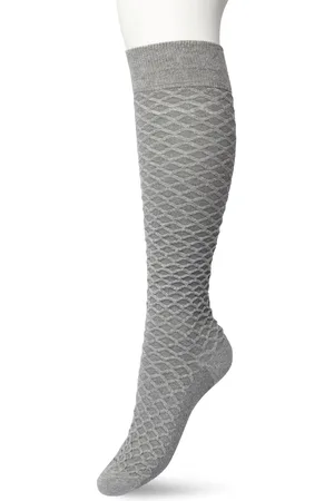Bonnie Doon Bio Kabel Kniekousen Dames Grijs maat 36/42 - Kabel patroon in Ruit Vorm - Biologisch Katoen - Uitstekend draagcomfort - Cable Knee High - OEKO-TEX - Gladde Naden - Duurzaam Huidvriendelijk Bio Katoen - - BP211506.112