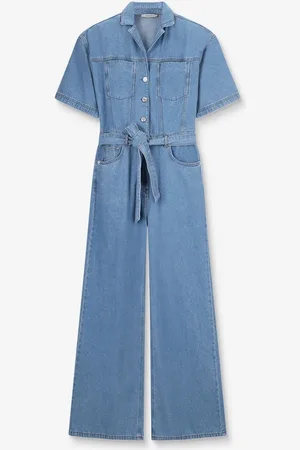 Sissy-Boy Blauwe denim jumpsuit met ceintuur