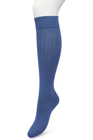 Bonnie Doon Bio Rib Kniekousen Dames Blauw maat 36/42 - Klassiek Rib patroon - Biologisch Katoen - Ultiem comfort - Rib Knee High - OEKO-TEX - Gladde Naden - Duurzaam Huidvriendelijk Bio Katoen - - BP221414.288