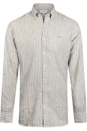 McGregor Overhemd Cotton Linen Stripe Shirt Mm251 6001 11 5100 Olive Mannen