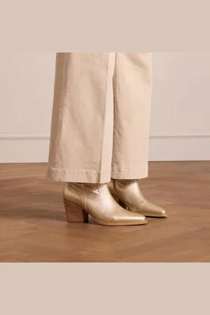Manfield Dames - Goudkleurige leren cowboylaarzen