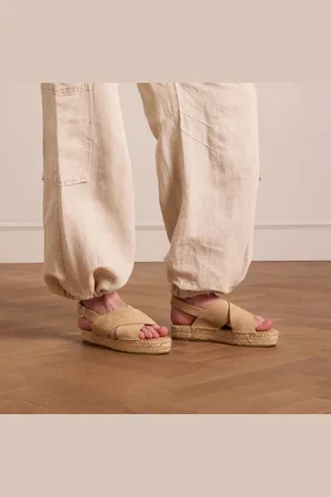 Manfield Dames - suède sandalen met plateau