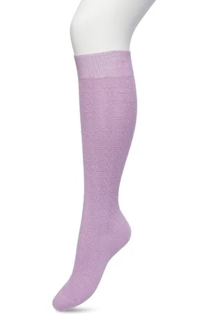 Bonnie Doon Bio Kabel Kniekousen Dames Lila maat 36/42 - Klassiek Kabel patroon - Biologisch Katoen - Ultiem comfort - Classic Cable Knee High - OEKO-TEX - Gladde Naden - Duurzaam Huidvriendelijk Bio Katoen - Licht Paars - - BP211507.14