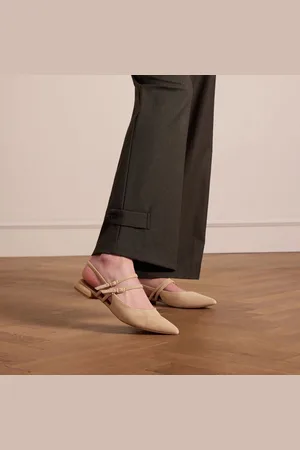 Manfield Dames - suède slingbacks met dubbele bandjes