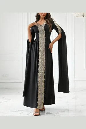 Merkloos Sexy elegante prachtige abaya marokaans arabische stijl jurk maxi feestjurk galajurk met stretch maat XL
