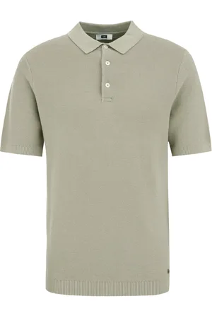 WE Fashion Heren polo van linnenmix