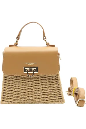 Flora & CO Trendy raffia crossbody tasje - beige