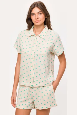 Woody Meisjes-Dames Pyjama palmbomen print - maat XL