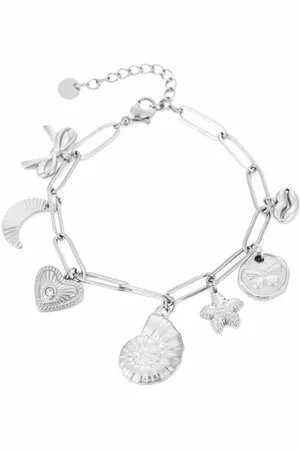 MICHELLE Bedelarmband stainless steel nikkelvrij met schelp ster en hart bedel - dames