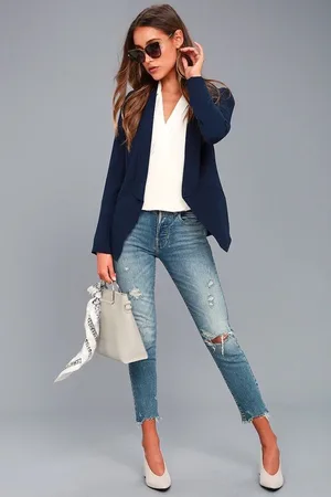Merkloos Blazer Damen Leicht Cropped Business Blazerjacke Casual Offene Blazer 3/4 Heren kurz Arbeit Büro Jacke XL