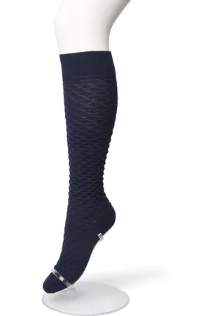 Bonnie Doon Bio Kabel Kniekousen Dames Donker Blauw maat 36/42 - Kabel patroon in Ruit Vorm - Biologisch Katoen - Uitstekend draagcomfort - Cable Knee High - OEKO-TEX - Gladde Naden - Duurzaam Huidvriendelijk Bio Katoen - - BP211506.111
