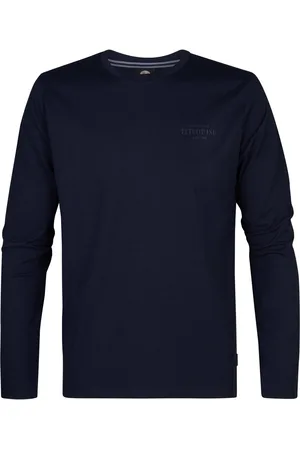 Petrol Industries Heren Logo T-shirt Lange Mouwen Dolphinpark - Blauw