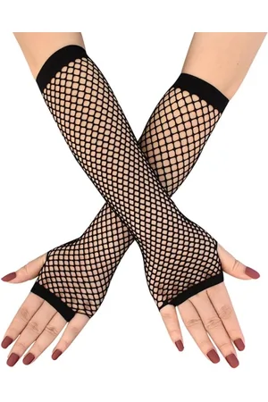 Merkloos 1 paar - Mid-Length Fishnet Stretch Handschoenen - Vintage Party Dance Handschoenen - Sexy Mesh Handschoenen - Unisex