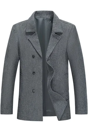 Allthemen Heren Wollen Dikke Coat - Slim Fit Overgangsjas - 3XL
