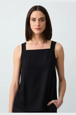 Jimmy Key Relaxed Fit Vierkante Hals Mouwloze Linnen Blouse