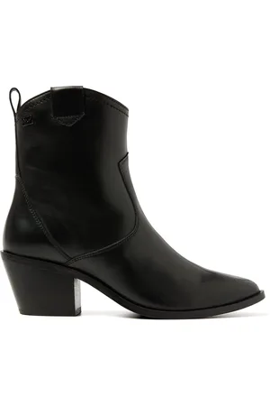 Lazamani Ambre Dames Enkellaarsjes Leer Black