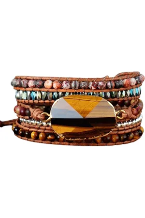 Marama Wikkelarmband Golden Sunset - edelsteen Tijgeroog - dames armband - 83.5 cm - cadeautje voor haar