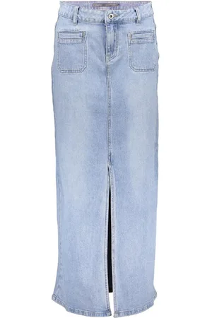 Geisha Rok Maxi Spijkerrok Met Patch Pockets 56013 10 Heavy Bleached Denim Dames
