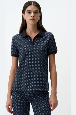 Jimmy Key Marineblauw Geometrisch Patroon Poloshirt