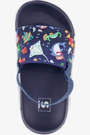 Scapino Blauwe kinder badslippers met visjes