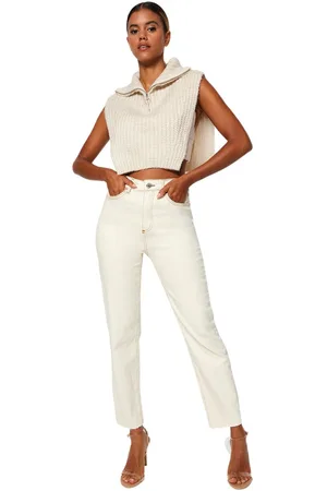 Trendyol Blauwe Duurzamere High Waist Slim Mom Jeans Twoss23Je00094