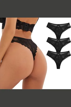 Merkloos Sexy Brazilian Dames String - Kant - Set van 3 - - Dames Lingerie / Ondergoed
