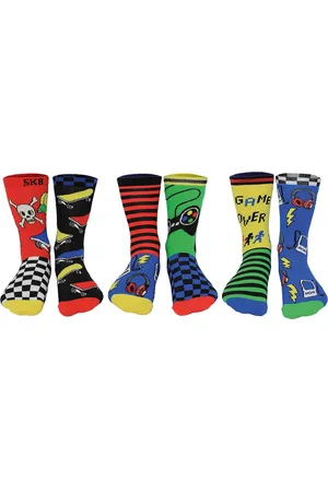 United Oddsocks Sokken voor jongens - Oddsocks - Mismatched sokken - GAME OVER - Cadeaudoos met 6 verschillende jongenssokken - maat 30,5 tot 38