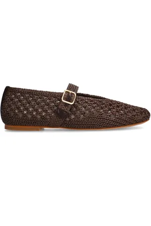 Manfield Dames - Bruine raffia ballerina
