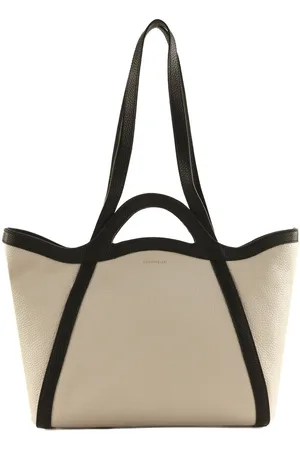 Coccinelle Leren Shopper Schoudertas Amalia Bicolor Handbag Grained Leather Wit