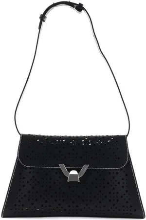 Coccinelle Leren Schoudertas Dew Cow Perforation Handbag Zwart