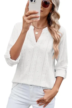 Merkloos Blouse Dames Zomer T-shirt V Hals Korte Mouw Dames Tops Elegante Dames Blouses Casual Blouse Shirt Tuniek