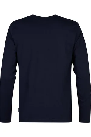 Petrol Industries Heren Logo T-shirt Lange Mouwen Dolphinpark - Blauw