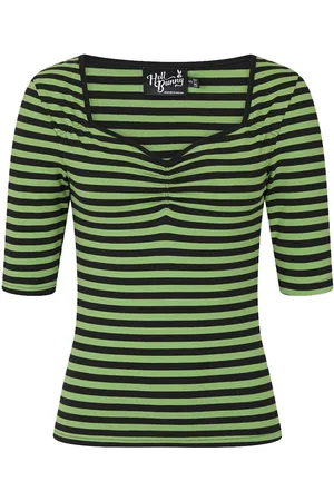 Hell Bunny Warlock Top Shirt met lange mouwen groen-zwart XL Dames